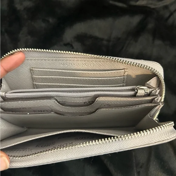 Michael Kors Gray Pebbled Leather Zip Around Wallet - Picture 6 of 6